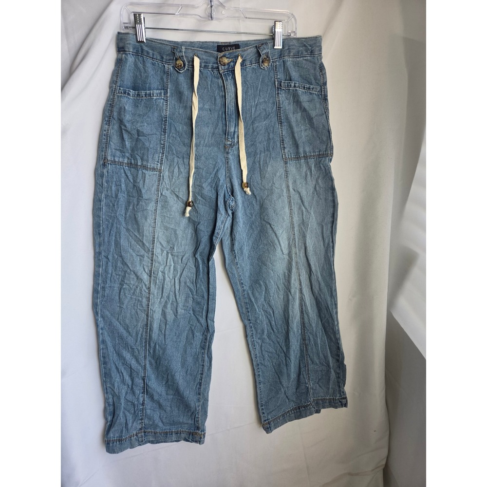 Curve Appeal Jeans Womens  Blue Light Wash Relaxed High Wide Leg